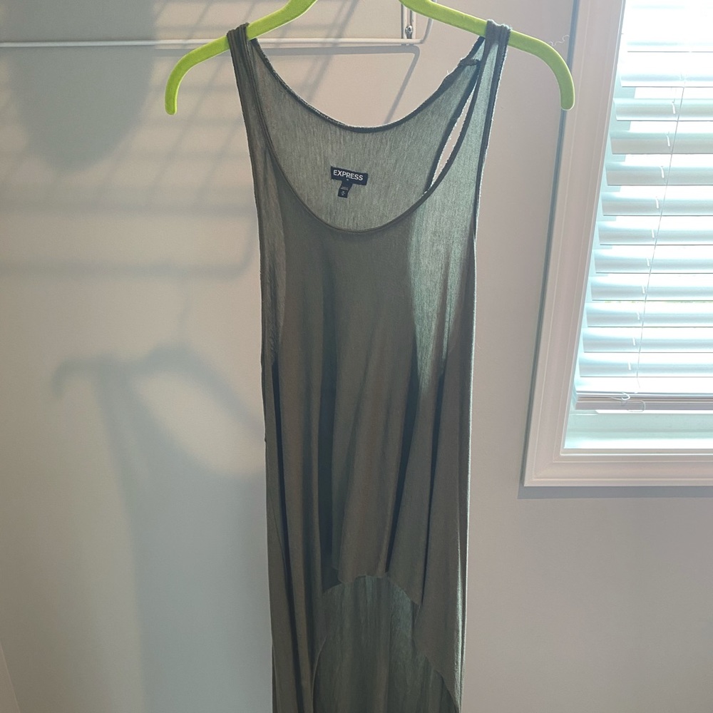 Express Brand. High low, olive green top medium